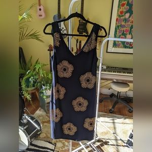 Blue dress with bead floral detail